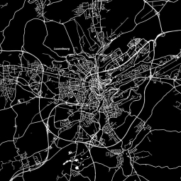  Magnetická mapa Luxembourgu, ilustrovaná, černo-bíla