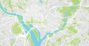  Magnetická mapa Washingtonu, ilustrovaná, barevná