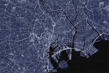  Magnetická mapa Tokia, ilustrovaná, bílo-modrá