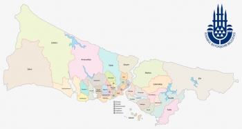  Magnetická mapa Istanbulu, administrativní, barevná