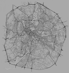  Magnetická mapa Říma, ilustrovaná, šedá