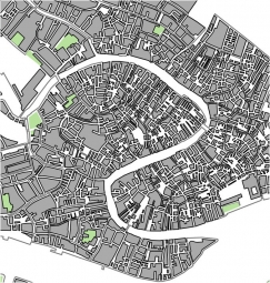  Magnetická mapa Benátek, ilustrovaná, zeleno-šedá