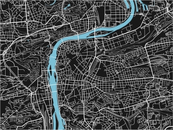  Magnetická mapa Prahy, ilustrovaná, černo-modrá