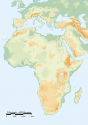  Magnetická mapa Afriky, geografická, bez popisků