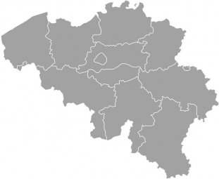  Magnetická mapa Belgie, ilustrovaná, šedá