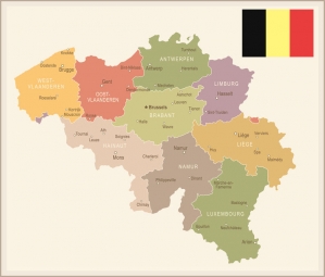  Magnetická mapa Belgie, ilustrovaná, barevná