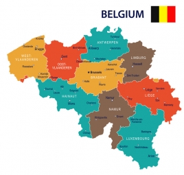  Magnetická mapa Belgie, ilustrovaná, barevná