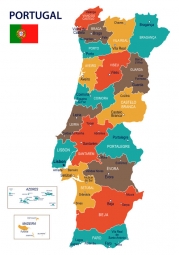 Magnetická mapa Portugalska, ilustrovaná, barevná