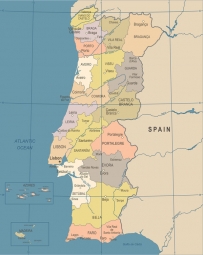  Magnetická mapa Portugalska, ilustrovaná, barevná