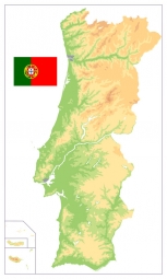  Magnetická mapa Portugalska, geografická, barevná