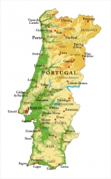  Magnetická mapa Portugalska, geografická, barevná