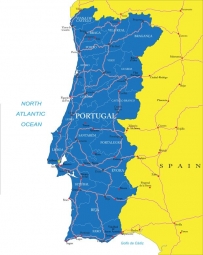  Magnetická mapa Portugalska, administrativní, modrá