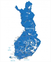  Magnetická mapa Finska, administrativní, modrá