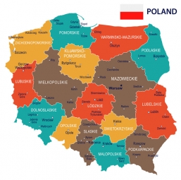  Magnetická mapa Polska, ilustrovaná, barevná