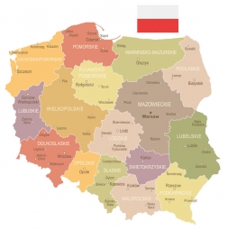  Magnetická mapa Polska, ilustrovaná, barevná