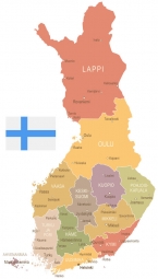  Magnetická mapa Finska, vintage, barevná