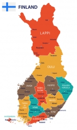  Magnetická mapa Finska, ilustrovaná, barevná