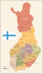  Magnetická mapa Finska, ilustrovaná, barevná