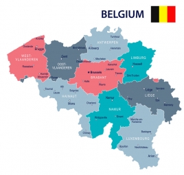  Magnetická mapa Belgie, ilustrovaná, barevná