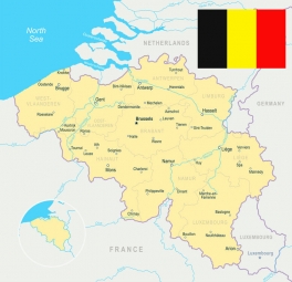  Magnetická mapa Belgie, ilustrovaná, barevná