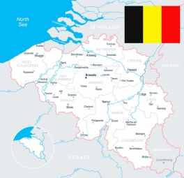  Magnetická mapa Belgie, ilustrovaná, barevná
