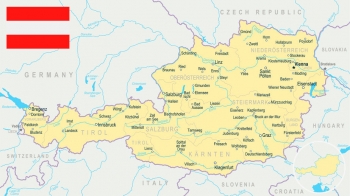  Magnetická mapa Rakouska, ilustrovaná, barevná