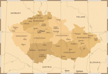  Magnetická mapa České republiky, vintage, béžová