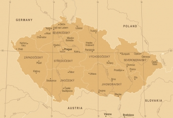  Magnetická mapa České republiky, vintage, béžová