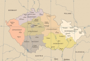  Magnetická mapa České republiky, vintage, detailní