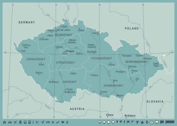  Magnetická mapa České republiky, vintage, modrá