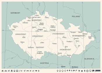  Magnetická mapa České republiky, detailní, bílo-modrá