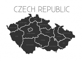  Magnetická mapa České republiky, administrativní, šedá