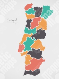  Magnetická mapa Portugalska, ilustrovaná, barevná