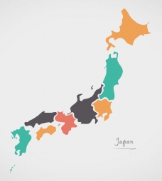  Magnetická mapa Japonska, ilustrovaná, barevná