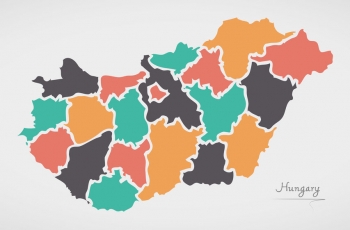  Magnetická mapa Maďarska, ilustrovaná, barevná
