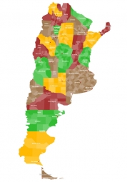  Magnetická mapa Argentiny, administrativní, barevná