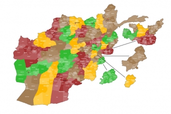  Magnetická mapa Afganistánu, administrativní, barevná